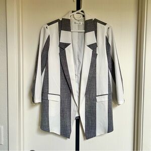 New York & Company Black and White Striped Blazer